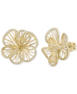 EFFY Collection - Diamond Openwork Flower Stud Earrings (5/8 ct. t.w.) in 14k Gold