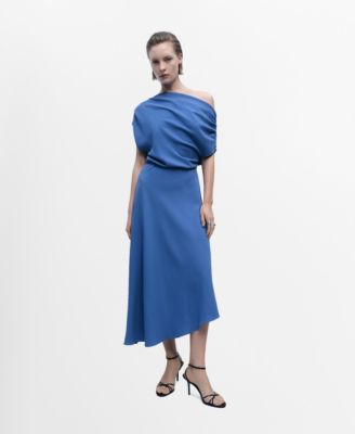 MANGO - Women's Asymmetrical-Neck Midi-Dress
