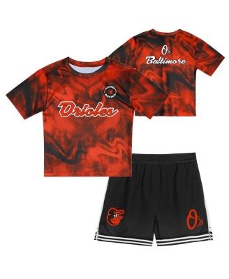Outerstuff - Toddler Orange/Black Baltimore Orioles Pinch Hitter Infielder T-Shirt Shorts Set