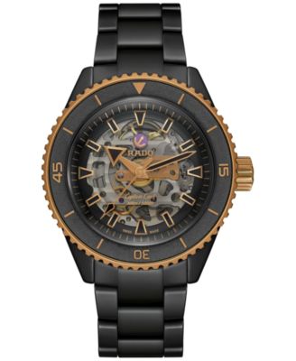 Rado - Men's Swiss Automatic Captain Cook Skeleton Black High-Tech Ceramic Bracelet Watch 43mm