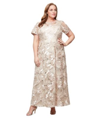 Alex Evenings - Plus Size Sequinned Soutache Evening Gown