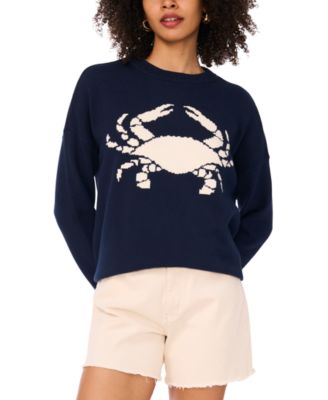 Vince Camuto - Women's Cotton Crab Crewneck Relaxed Sweater