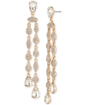Givenchy - Gold-Tone Pav&eacute; Cluster & Pear-Shape Crystal Statement Earrings