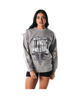 The Wild Collective - Women's Gray Golden State Valkyries Double Collar Fleece Pullover Sweatshirt