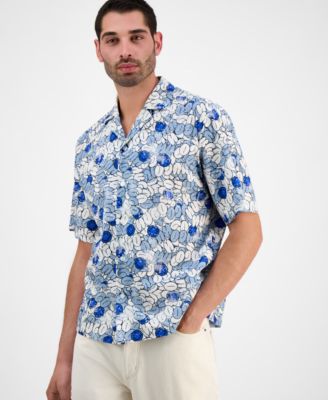 Hugo Boss - Men's Eligino Relaxed Fit Short Sleeve Abstract Print Button-Front Camp Shirt