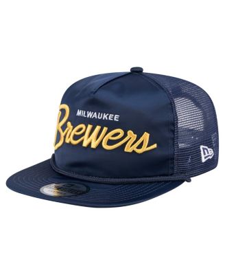 New Era - Men's Navy Milwaukee Brewers Retro Satin Script Golfer Adjustable Hat