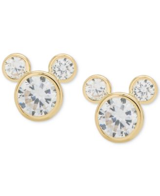 Disney - Children's Cubic Zirconia Mickey Mouse Stud Earrings in 14k Gold