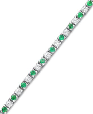 Macy's - Sterling Silver Bracelet, Sapphire (2-1/2 ct. t.w.) and White Sapphire (2-3/4 ct. t.w.) Bracelet (Also available in Emerald or White Sapphire)