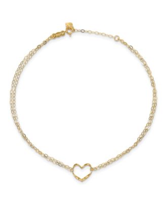 Macy's - Double Strand Heart Anklet With 1-inch Extension in 14k Yellow Gold