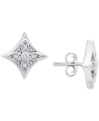 Macy's - Diamond Star Stud Earrings (1/10 ct. t.w.) in Sterling Silver
