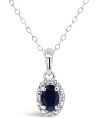 Macy's - Sapphire (5/8 ct. t.w.) and Diamond Accent Pendant Necklace in Sterling Silver