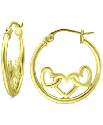 Giani Bernini - Heart Accent Small Hoop Earrings in 18k Gold-Plated Sterling Silver, 0.75"