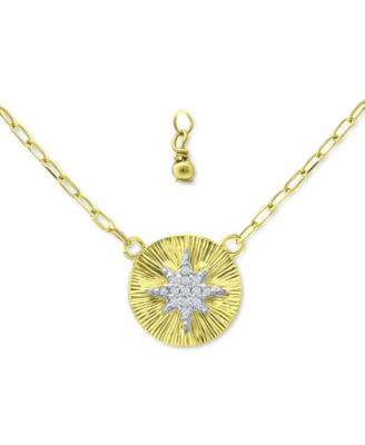 Giani Bernini - Cubic Zirconia Starburst Disc Pendant Necklace, 16" + 2" extender