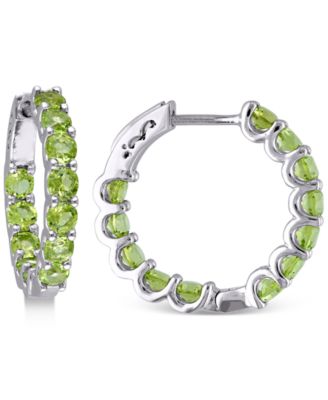 Macy's - Amethyst (2-1/3 ct. t.w.) & White Topaz (1/4 ct. t.w.) Small Hoop Earrings in 18k Rose Gold-Plated Sterling Silver, 0.89" (Also in Peridot, Rhodolite Garnet, & Blue Topaz)