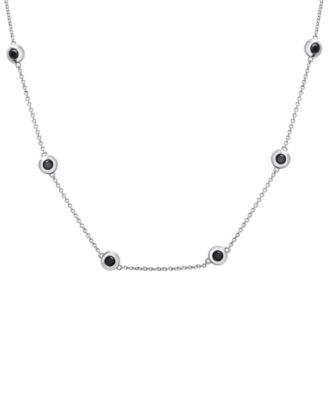 Macy's - Onyx Bezel Station Necklace in Sterling Silver, 16" + 1" extender