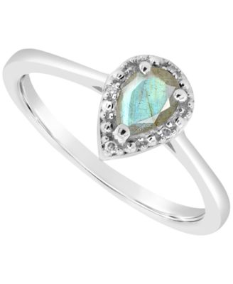 Macy's - Labradorite & Diamond Accent Pear Ring in Sterling Silver (Also in Onyx & Turquoise)