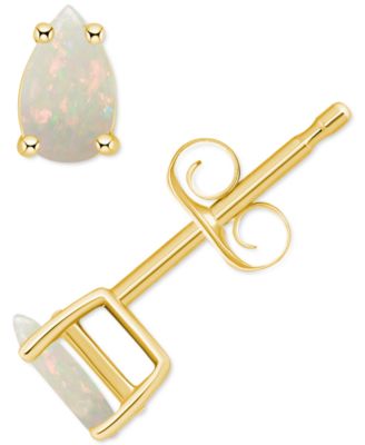 Macy's - Opal Pear Stud Earrings (1/4 ct. t.w.) in 14k Gold