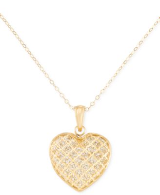 Macy's - Textured Heart 18" Pendant Necklace in 10k Two-Tone Gold
