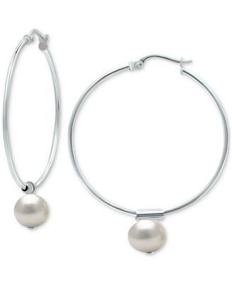 Giani Bernini - Howlite Bead Wire Hoop Earrings in Sterling Silver (Also in Cultured Freshwater Pearl & Onyx)