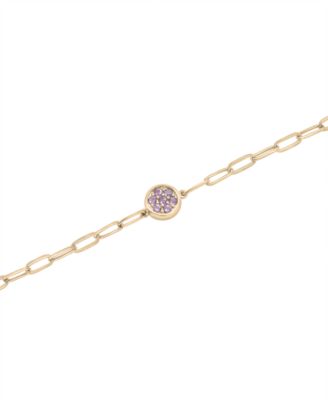 Macy's - Amethyst Bezel Ankle Bracelet (1/5 ct. t.w.) in 14k Gold-Plated Sterling Silver