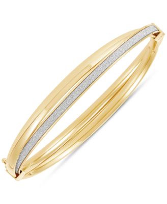 Italian Gold - Glitter Crossover Bangle Bracelet in 10k Gold