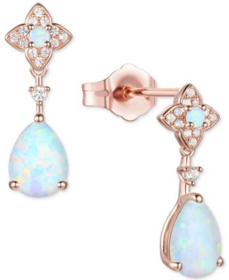 Macy's - Lab-Grown Opal (1/2 ct. t.w.) & Lab-Grown White Sapphire (1/10 ct. t.w.) in 14k Rose Gold-Plated Sterling Silver (Also in Lab-Grown Ruby & Lab-Grown Sapphire)