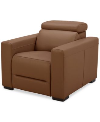 Furniture - Nevio 39" Leather Power Recliner and Headrest