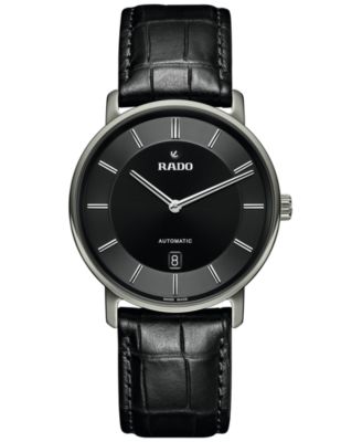 Rado - Men's Swiss Automatic DiaMaster Thinline Black Leather Strap Watch 41mm