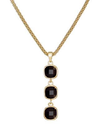 Macy's - Lapis Lazuli Triple Drop Pendant Necklace in 14k Gold-Plated Sterling Silver, 18 + 3" extender (Also in Onyx & Turquoise)