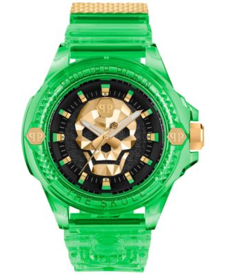 Philipp Plein - Unisex The Skull Scuba Duba Green Silicone Strap Watch 44mm