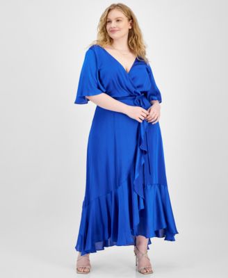 Taylor - Plus Size Satin Ruffled A-Line Dress