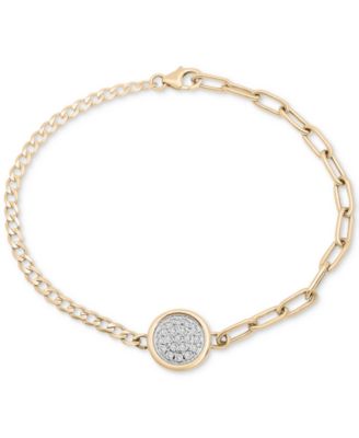 Audrey by Aurate - Diamond Pav&eacute; Disc Two-Chain Link Bracelet (1/4 ct. t.w.) in Gold Vermeil