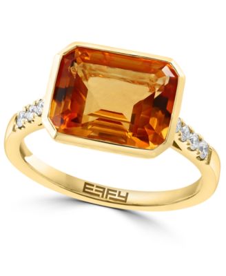 EFFY Collection - Citrine (4-1/3 ct. t.w.) & Diamond (1/6 ct. t.w.) Statement Ring in 14k Gold
