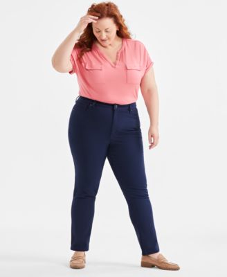 Style & Co - Plus Size Colored High-Rise Straight-Leg Jeans