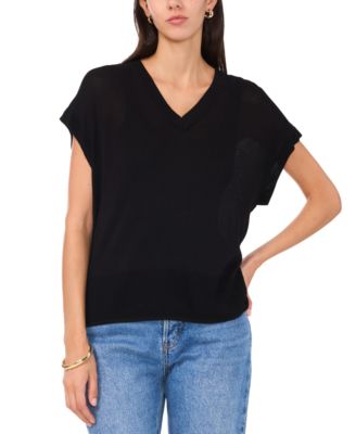 Vince Camuto - Women's V-Neck Short-Sleeve Sweater