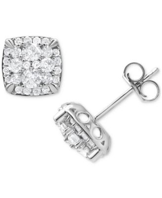 Macy's - Diamond Square Cluster Stud Earrings (1 ct. t.w.) in 14k White Gold