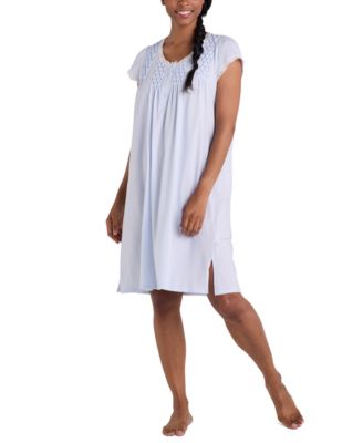 Miss Elaine - Plus Size Diamond-Yoke Lace-Trim Nightgown
