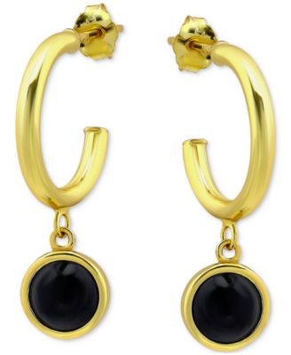 Giani Bernini - Onyx Bezel Dangle Hoop Earrings in 18k Gold-Plated Sterling Silver