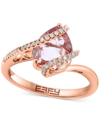 EFFY Collection - Pear-Shape Morganite (1-3/4 ct. t.w.) & Diamond (1/8 ct. t.w.) Statement Ring in 14k Rose Gold