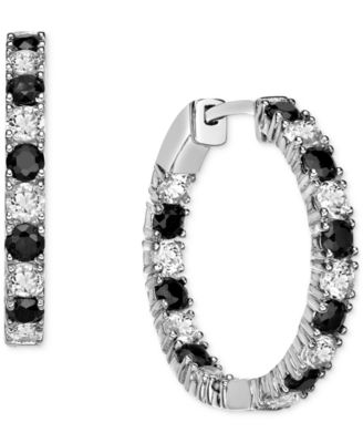 Macy's - Truffle Sapphire (1-1/2 ct. t.w.) & White Sapphire (1/3 ct. t.w.) Hoop Earrings in Sterling Silver