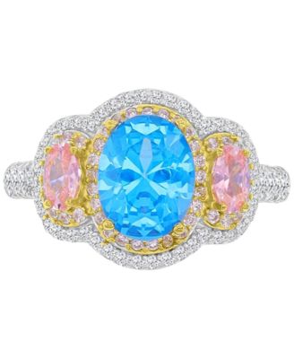Macy's - Multicolor Cubic Zirconia Ring in Sterling Silver & 14k Gold