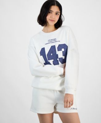 Planet Heart - Juniors' Leopard-Patch Crewneck Sweatshirt