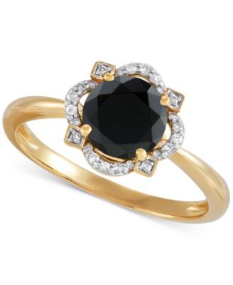 Macy's - Onyx (1-1/3 ct. t.w.) & Diamond Accent Ring in 14k Gold Over Sterling Silver