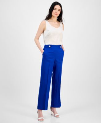 Anne Klein - Women's High Rise Side-Tab Pull-On Pants
