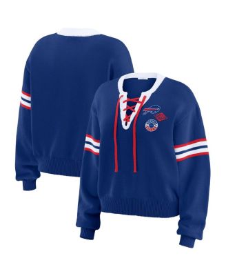 WEAR by Erin Andrews - Women's Royal Buffalo Bills Lace-Up Sweater