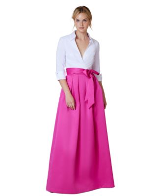 Jessica Howard - Women's Colorblocked Collared Evening Gown
