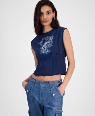 GUESS - Women's Nautical Or Nice Crewneck Corset Top