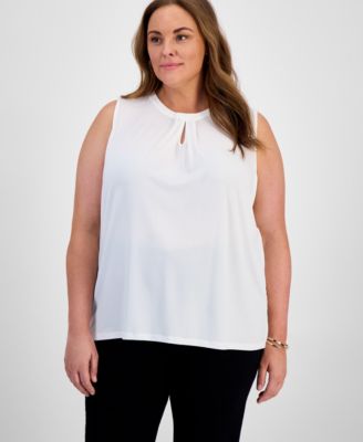 Kasper - Plus Size Keyhole-Neckline Sleeveless Top
