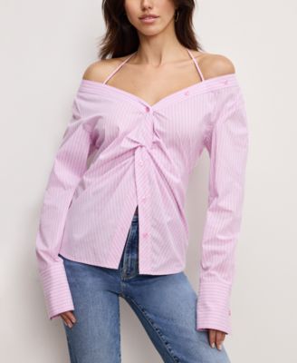 Good American - Women's Off-The-Shoulder Long-Sleeve Top