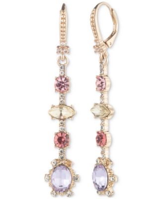 Marchesa - Gold-Tone Mixed Crystal Linear Drop Earrings